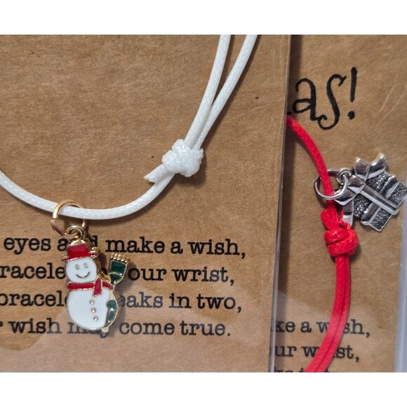2 Pc. Women Adjustable Christmas Nylon Rope  Wish Bracelet (One Size) NWT - Picture 7 of 7